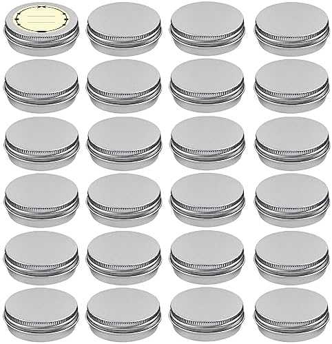 TUZAZO 24Pack Aluminum Tins, 1 Oz Metal Container with Lids and Labels