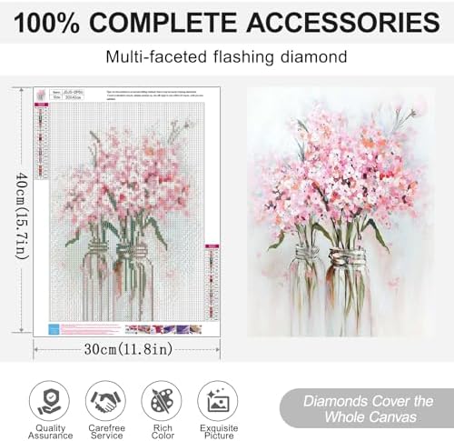 Flowers Diamond Art Kits for Adults, Diamond Painting Kits for Beginner