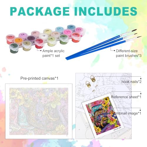 GEEHEIY Paint by Numbers Kit for Adults, Floral Cowboy Boots, 16 x 20 Inch | DIY Adult Paint by Number Kit on Canvas for Beginners, without Frame, Western Country Wall Decor, Stress Relief Craft Gift