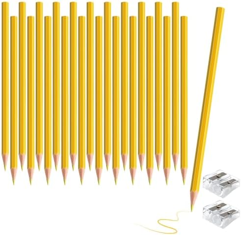 24 Pack Yellow Colored Pencils for Kids, Pre-sharpened Art Pencils Back to School Supplies Set, Drawing Sketching Pencils for Students, Teachers, Classroom