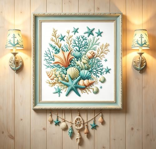 Diamond Painting Kits for Adults,Sea Shells Diamond Art 13.7X13.7 inch