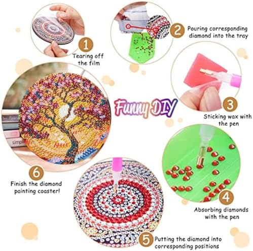 8 Pack Diamond Art Coasters,Tree of Life Diamond Painting Coasters Kits