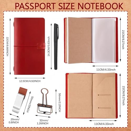 Thenshop Leather Travelers Journal Notebook 3 Inserts, Wine Red, Stand Size