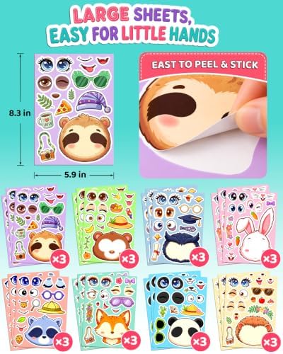 Animal Stickers for Kids Toddlers Create a Face Sticker DIY Party Favors