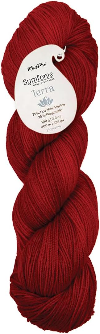 KnitPro Symfonie Fingering Weight Merino Wool Yarn 100g, Red Rose
