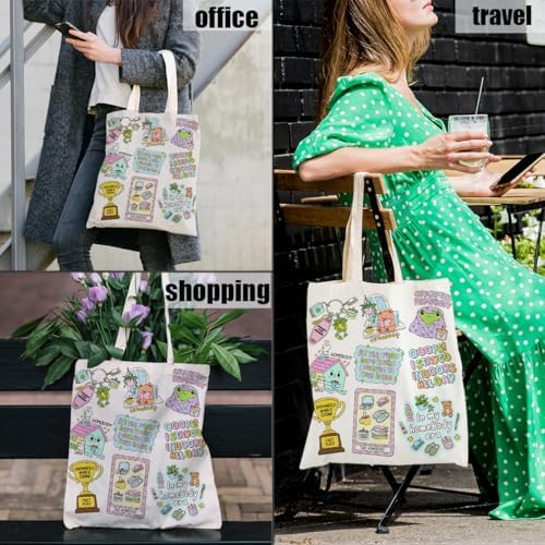 Canvas Tote Bag Gifts for Women Music Dance Sewing Lovers, Double-Sided Print Bags