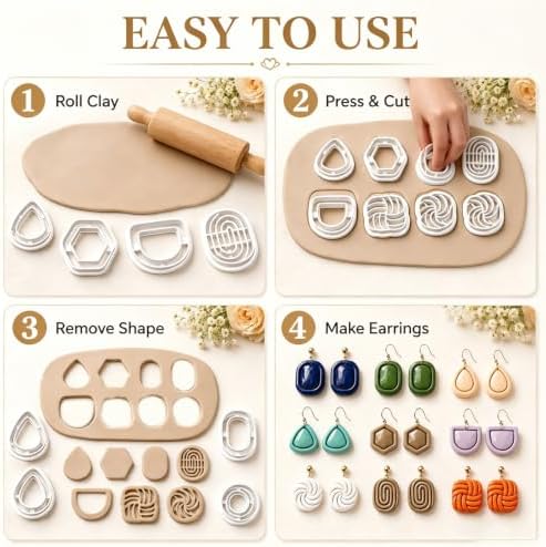 9Pcs Geometric Polymer Clay Cutters for Earrings Jewelry Making