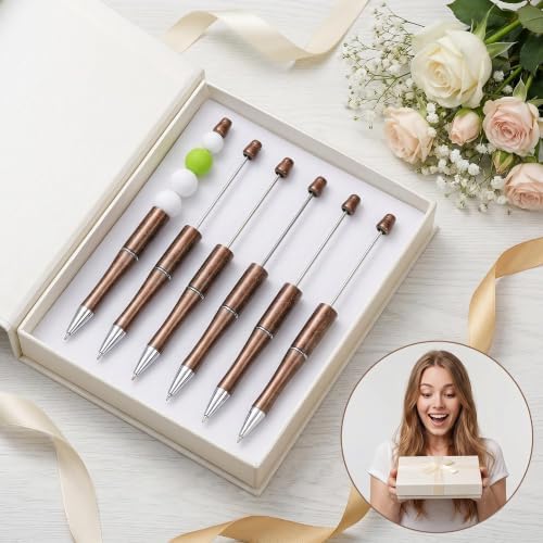 30Pcs Beadable Pens Beaded Ballpoint Pens Bulk for DIY Writing Champagne