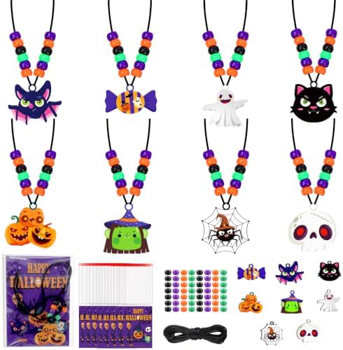 YGEINIT 24 Set Halloween Crafts Bead Necklace Making Kit