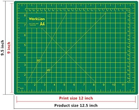 WORKLION Full 9" x 12" Art Self Healing PVC Cutting Mat, Double Sided, Gridded Rotary Cutting Board for Craft, Fabric, Quilting, Sewing, Scrapbooking Project (3 Pack)…