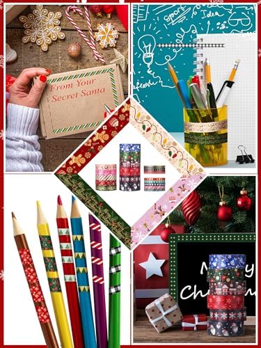 Outus 21 Rolls Christmas Gold Foil Holiday Washi Tape Decorative, Classic