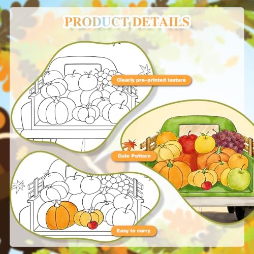 Fall 12 Packs Pre Drawn Canvas to Paint, Thanksgiving Pre Printed Canvas for Painting, Pre Stretched Canvas Outline Painting Boards for Beginners, Students, Party Favors(4 * 4in)