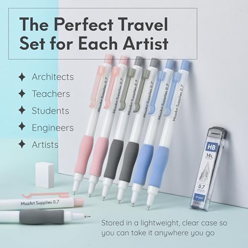 MozArt Cute Mechanical Pencil Set 0.7mm 16PCS Pastel Aesthetic Girls