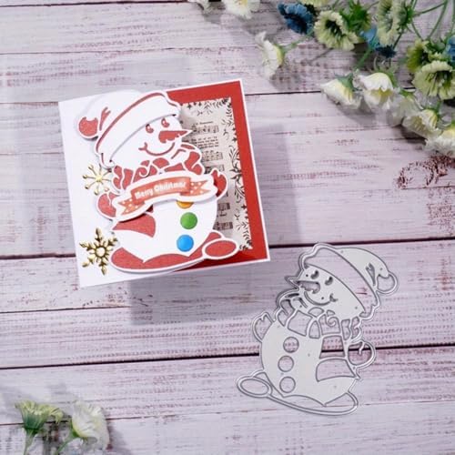 Lapoo Christmas Metal Cutting Die for Scrapbooking, 3D Backgrounds Frame Cutting Dies DIY Album Card Making Decor Paper Metal Die Cuts Party Wedding Decorations (Snowman 3.8 x 3.1 in)
