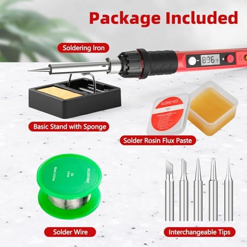 Soldering Iron Kit, 80W 110V LCD Digital Solder Irons, Portable Welding Tools with Ceramic Heater, Accurate 356°F-896°F, for Metal, Jewelry Electrical Repairs, DIY