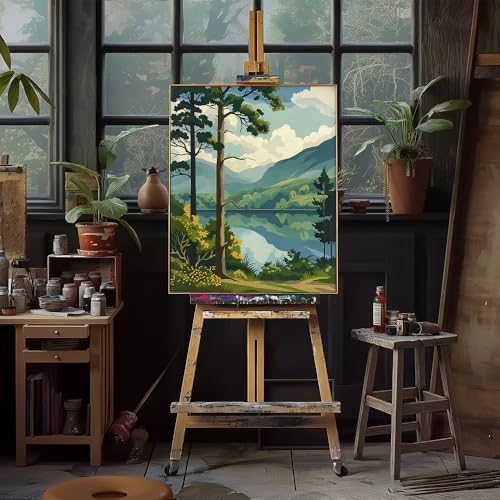 Natuyalo Paint by Numbers Kit for Adults - Forest Landscape Paint by Number on Canvas Without Frame, DIY Acrylic Painting for Ideal Gift Home Wall Decor (16x20 Inch)