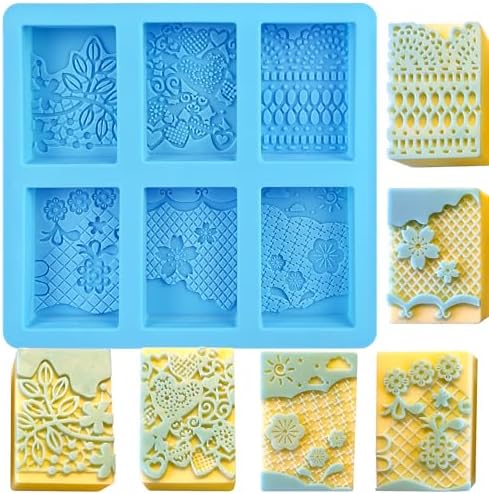 Silicone Soap Molds, 3D Detailed Flower & Rectangular Lace Pattern | Soap Molds for Soap Making, DIY Handmade Soap, Candle Wax Mold, Lotion Bar, Reusable, Wedding Favors