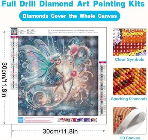 Xylogist Diamond Art Kits for Adults,Fairy Diamond Painting Kits 12X12 Inch