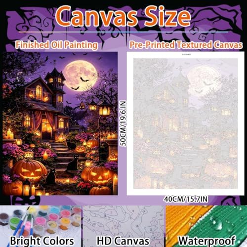 WULINHUAFA Paint by Numbers Adults Beginner Castle 16x20 Inch | Adult Paint by Number Kits Halloween, DIY Acrylic Oil Easy Painting by Numbers for Gifts Home Wall Decor Without Frame