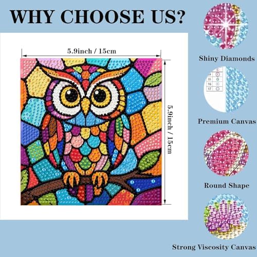 GQYCZZ 6 pcak 5D Animal Diamond Art kit for Children Aged 4-12. Cute Mini Turtle Diamond Paintings Perfect for Beginners,Easy Full Diamond Gemstone Art Suitable for Home wall Decoration 6x6 in