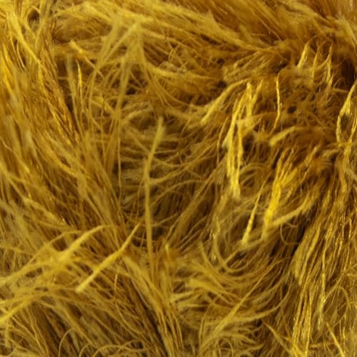 Estako Eyelash Yarn, Soft Fuzzy Faux Fur for Crochet and Knitting, Mustard