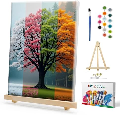 SmartEZ Paint by Numbers Kit for Adults, Four Seasons Tree Paint by Number