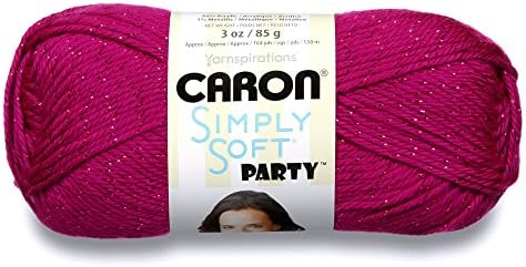 Caron Simply Soft Party Yarn, 3 oz, Medium Worsted 4 Gauge, - Fuchsia - For Crochet, Knitting & Crafting