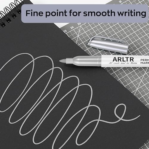 ARLTR Silver Metallic Permanent Markers, 12 Pack, Silver Metallic
