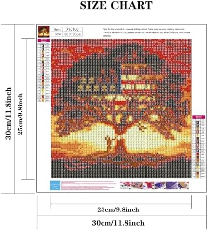 5D American Flag Diamond Painting Kits for Adults Beginners, DIY Full Round Drill Diamond Art Kits Patriotic Tree, Independence Day Gem Art Paint by Diamonds Dots Crafts Kits, Home Decor 12x12Inch