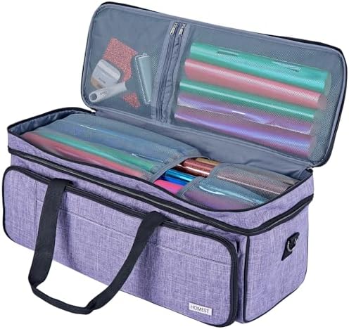 HOMEST Double Layer Carrying Case with Mat Pocket for Cricut and Tools