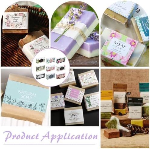 PH PandaHall 90pcs Soap Wrapper 9 Style Flower Wrap Paper Tape Vertical Soap Paper Tag Soaps Sleeves Covers for Homemade Soaps Bar Packaging Supplies
