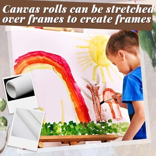 Kinlop 48 Inch X 10 Feet Double Primed Cotton Canvas Roll, White