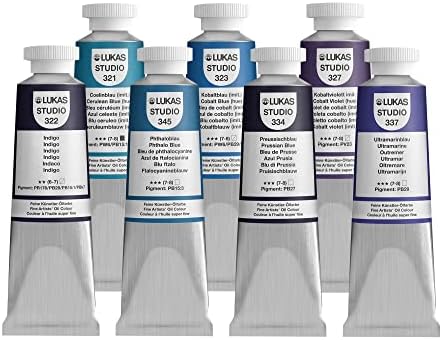 Lukas Studio Artist Oil Color Paints - High-pigment oil paint made with natural binder for artist, painting, & more! - [Blues and Violets - 37 mL]