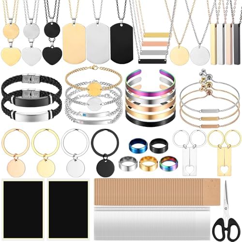 Quelay 99 Pcs Laser Engraving Materials Bulk 46 Jewelry Making Accessories