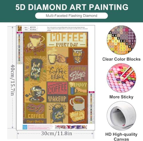 Coffee Diamond Art Kits for Adults,Diamond Painting Kits for Beginners