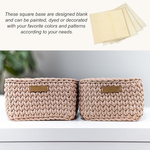 PATIKIL 12 x 12 Inch Crochet Basket Base, 4 Pcs Basket Bottoms Square Wood Base Shaper Bag Making Supplies Weaving Knitting Kit for Crochet Shoulder Bag Handbag Purse Craft