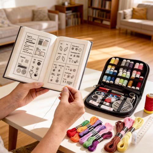 AILE 2026 New Embroidery Stitch Book Kit for Adult Beginners, Embroidery Sampler Practice Book with Complete Toolkit & Instructional Tutorial, DIY Embroidery for Adults and Craft Enthusiasts
