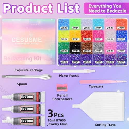 28000Pcs Color Rhinestones Bedazzling Kit, Purple Resin Rhinestones