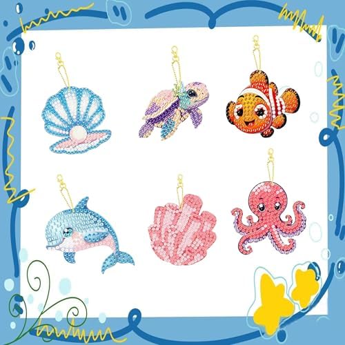 12 PCS Diamond Art Keychain Kits, DIY Diamond Painting Crafts, Beginner Art Kit, Arts & Crafts Gift