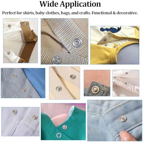 Snap Button Kit, 200 Sets 0.37'' Metal Snap Buttons with Fastener Pliers Press Tool and Box, No Sewing Rust Proof DIY Press Studs Button Fix Tools Perfect for DIY Crafts Clothes Hats