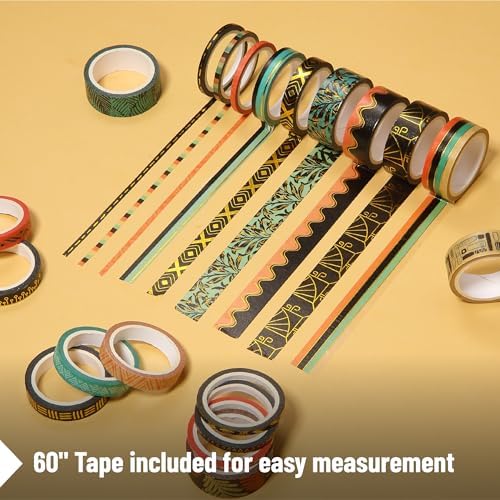 Mr. Pen- Washi Tape Set, 21 Rolls, Assorted Sizes, 5.5 Yards/Roll | Washi Tape for Scrapbook, Arts, Crafts, Journals and Planners, Ethnic Elegance Design