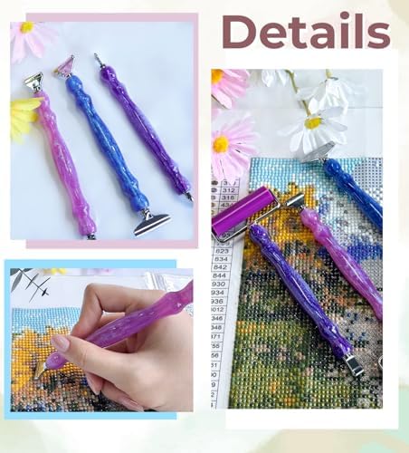 Hailivike 17PCS Screw in Diamond Art Pens, 5D Milky Way Diamond Painting Pen, Comfort Grip Diamond Art Tools with 6Pcs Pen Tips