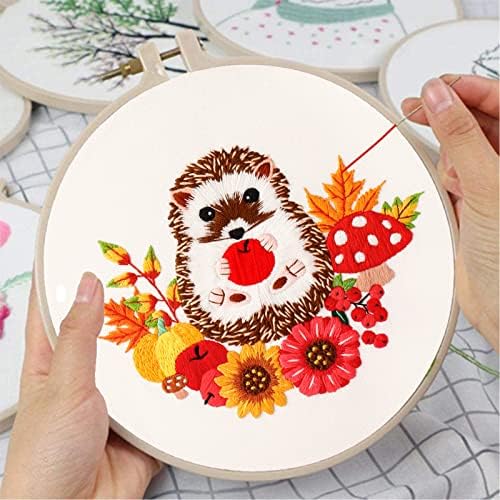 Louise Maelys Cute Hedgehog Embroidery Kit for Beginners Animal Craft