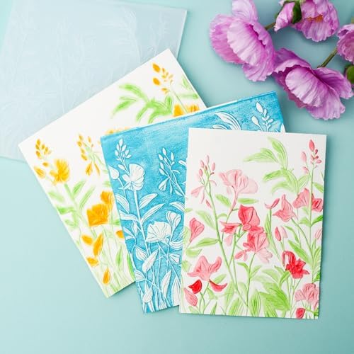 BAOFALI 3D Embossing Folder for Card Making, Flowers Petals Stems and Leaves Plastic Texture Fades Embossing Folder Template for Scrapbooking Cardstock Album DIY Decoration Paper Crafting 5.9x5.9inch