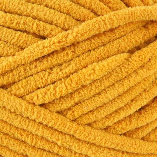 Loops & Threads Demi Purl Yarn – Super Bulky 100% Polyester, Soft Plush Chenille Yarn for Knitting & Crochet, Ideal for Blankets, Hats, Scarves & Crafts, Tawny Olive