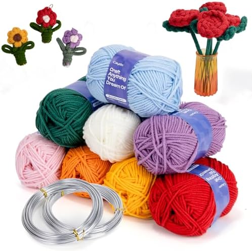 Caydo Aluminum Craft Wire & Acrylic Yarn Skeins Kit for iCord Beginners