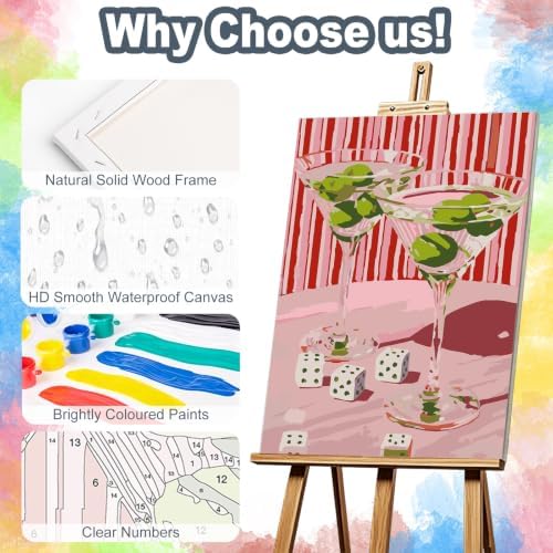 Cocktails Framed Paint by Numbers Kit for Adults Beginner 8x12 inch