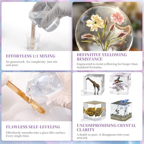 K KERNOWO Epoxy Resin Kit 2 Part Resin and Hardener Bubble Free & Crystal Clear Epoxy Resin for Beginners for Casting Coating, Jewelry Making, DIY Crafts
