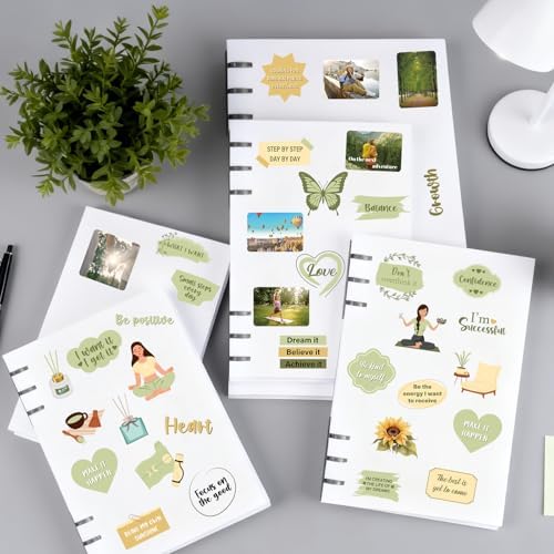 50 Pcs Vision Board Stickers for Women, Positive Affirmation Stickers for Vision Board Supplies Kit, Inspirational Quote Journey Decal Sticker for Adults Planner Accessories (Green Yellow)