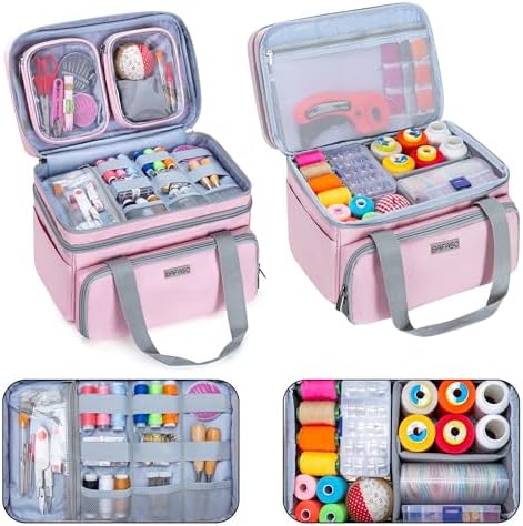BAFASO Double Layer Sewing Accessories Organizer, Pink